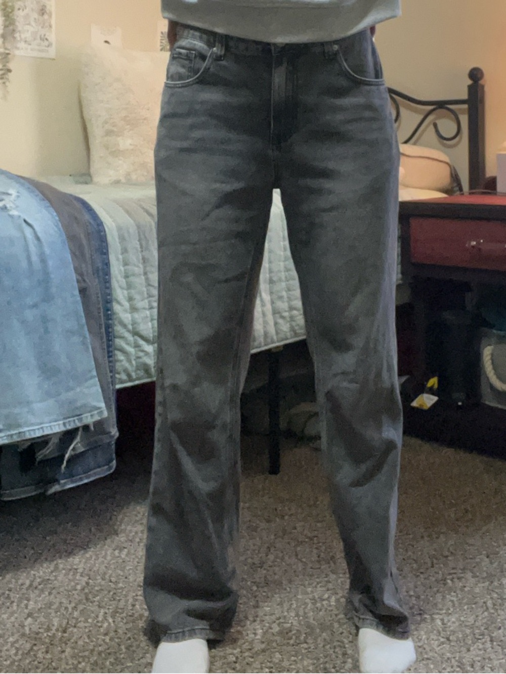 Grey Straight Leg Pants